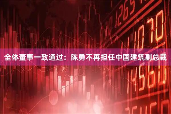 全体董事一致通过：陈勇不再担任中国建筑副总裁
